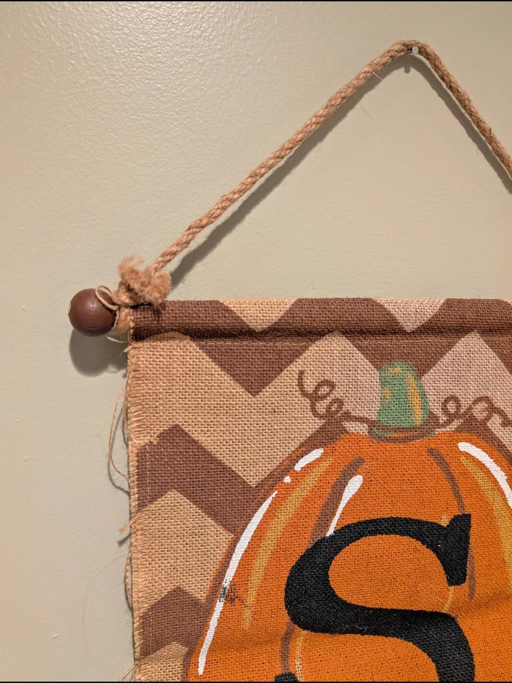 Monogram Pumpkin Burlap Wall Hanging - Orange S